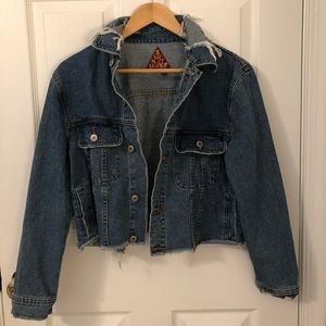 Signiture8 cropped and distressed denim jacket